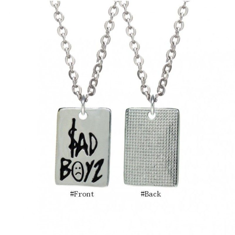 18x2inch Enamel Chains Necklaces Black Silver Plated Letter Rectangle Square Necklace For Women Jewelry Special Gift