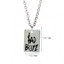 18x2inch Enamel Chains Necklaces Black Silver Plated Letter Rectangle Square Necklace For Women Jewelry Special Gift