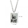 18x2inch Enamel Chains Necklaces Black Silver Plated Letter Rectangle Square Necklace For Women Jewelry Special Gift