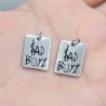 Approx 18x13mm Black Rectangle Letter Square Enamel Pendant Silver Plated Charms Special Gift For Women Jewelry