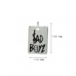 Approx 18x13mm Black Rectangle Letter Square Enamel Pendant Silver Plated Charms Special Gift For Women Jewelry