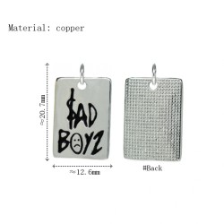 Approx 18x13mm Black Rectangle Letter Square Enamel Pendant Silver Plated Charms Special Gift For Women Jewelry