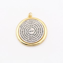 Approx 30.9x37.1mm Holy Bible Circle Shape Round Gold Plated Two Electroplated Dual Tone Pendant Special Gift