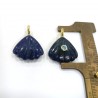 Approx 28mm Gold Plated Invisible Setting Shell Shape Nautical Cubic Zirconia Stone Lapis Lazuli Pendant For Women Jewelry
