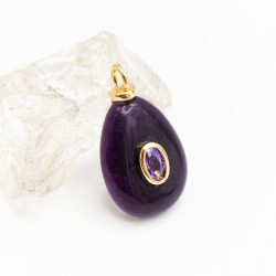 Approx 13x22.7mm Pendant Invisible Setting Teardrop Drop Shape Gold Plated Jade Cubic Zirconia Charms Jewelry For Women