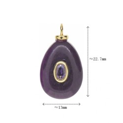 Approx 13x22.7mm Pendant Invisible Setting Teardrop Drop Shape Gold Plated Jade Cubic Zirconia Charms Jewelry For Women