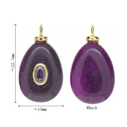 Approx 13x22.7mm Pendant Invisible Setting Teardrop Drop Shape Gold Plated Jade Cubic Zirconia Charms Jewelry For Women