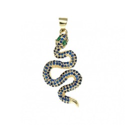 Approx 15.7x35.6mm Invisible Setting Gold Plated Cubic Zirconia Animal Snake Pendant Special Gift For Women Jewelry