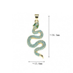 约15.6x36.3毫米锆石电镀金色铜动物蛇吊坠