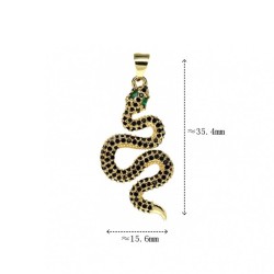 Approx 15.6x35.4mm Cubic Zirconia Gold Plated Invisible Setting Animal Snake Pendant For Women Jewelry Special Gift