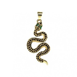 Approx 15.6x35.4mm Cubic Zirconia Gold Plated Invisible Setting Animal Snake Pendant For Women Jewelry Special Gift