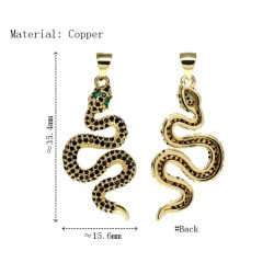 Approx 15.6x35.4mm Cubic Zirconia Gold Plated Invisible Setting Animal Snake Pendant For Women Jewelry Special Gift