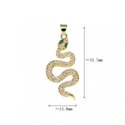 Approx 15.8x35.7mm Invisible Setting Snake Animal Cubic Zirconia Gold Plated Pendant For Women Jewelry Special Gift