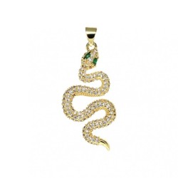 Approx 15.8x35.7mm Invisible Setting Snake Animal Cubic Zirconia Gold Plated Pendant For Women Jewelry Special Gift