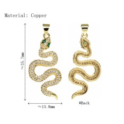 Approx 15.8x35.7mm Invisible Setting Snake Animal Cubic Zirconia Gold Plated Pendant For Women Jewelry Special Gift