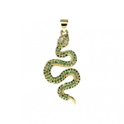 Approx 15.4x35.3mm Cubic Zirconia Gold Plated Snake Animal Invisible Setting Pendant For Women Jewelry Special Gift