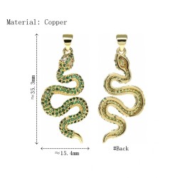 Approx 15.4x35.3mm Cubic Zirconia Gold Plated Snake Animal Invisible Setting Pendant For Women Jewelry Special Gift