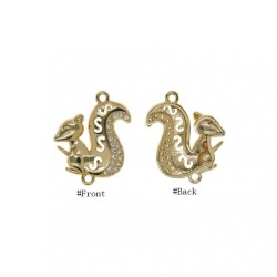 Approx 17.2x20.8mm Invisible Setting Animal Squirrel
 Pendant Cubic Zirconia Gold Plated Charms Special Gift Jewelry