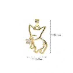 Approx 15.8x25.4mm Cubic Zirconia Pendant Animal Puppy Invisible Setting Gold Plated Charms For Women Jewelry Special Gift