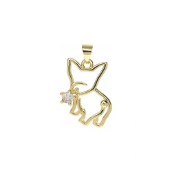 Approx 15.8x25.4mm Cubic Zirconia Pendant Animal Puppy Invisible Setting Gold Plated Charms For Women Jewelry Special Gift