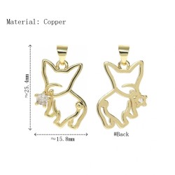 Approx 15.8x25.4mm Cubic Zirconia Pendant Animal Puppy Invisible Setting Gold Plated Charms For Women Jewelry Special Gift