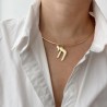 Alphabet Hebrew Chai Jewish Kabbalah Religious Jewelry Pendant Necklace Gold Plated Copper Metal Necklace