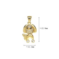 Approx 12.2x22.8mm Gold Plated Cubic Zirconia Invisible Setting Pendant Puppy Animal Charms Jewelry Special Gift For Women