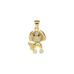 Approx 12.2x22.8mm Gold Plated Cubic Zirconia Invisible Setting Pendant Puppy Animal Charms Jewelry Special Gift For Women