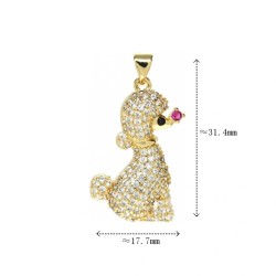 Approx 17.7x31.4mm Cubic Zirconia Animal Puppy Gold Plated Invisible Setting Pendant Jewelry Special Gift For Women
