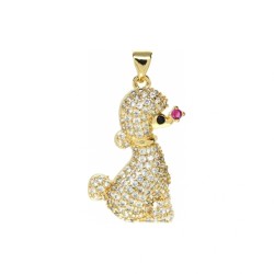 Approx 17.7x31.4mm Cubic Zirconia Animal Puppy Gold Plated Invisible Setting Pendant Jewelry Special Gift For Women