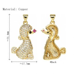 Approx 17.7x31.4mm Cubic Zirconia Animal Puppy Gold Plated Invisible Setting Pendant Jewelry Special Gift For Women