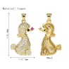 Approx 17.7x31.4mm Cubic Zirconia Animal Puppy Gold Plated Invisible Setting Pendant Jewelry Special Gift For Women
