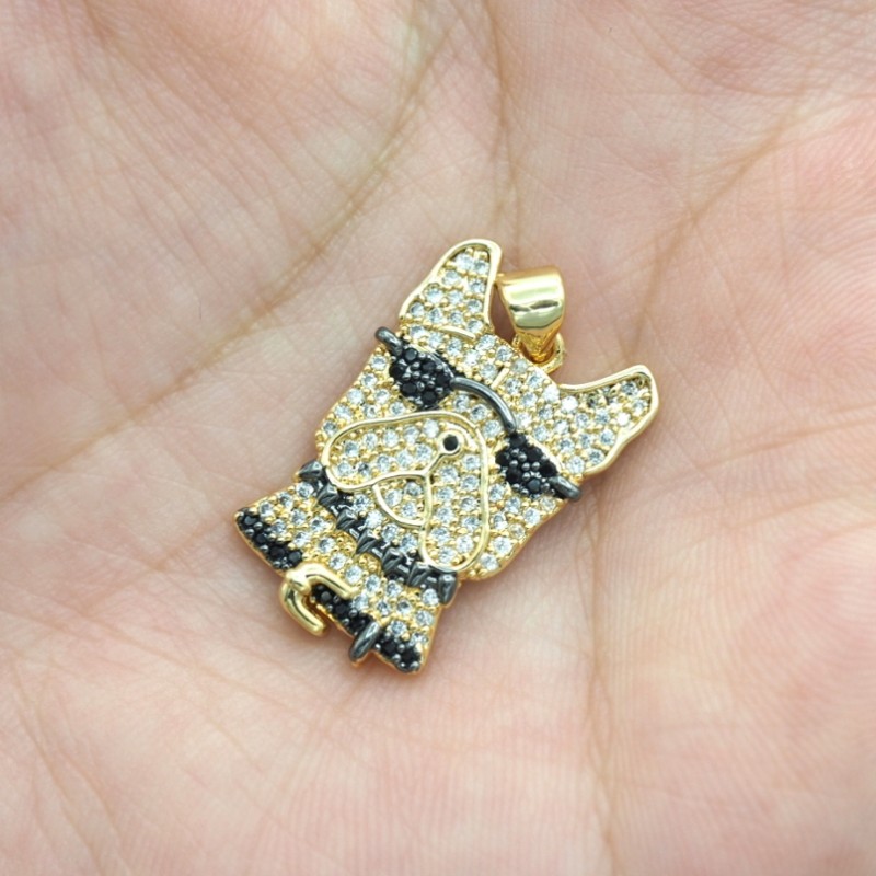 Approx 16.2x27.5mm Animal Dog Gold Plated Cubic Zirconia Invisible Setting Pendant For Women Jewelry Special Gift