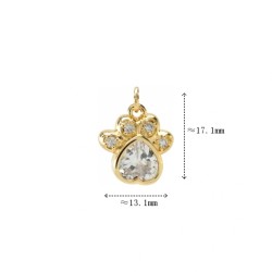 Approx 13.1x17.1mm Invisible Setting Gold Plated Cubic Zirconia Puppy Footprint Animal Pendant Charms Jewelry Special Gift