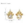 Approx 13.1x17.1mm Invisible Setting Gold Plated Cubic Zirconia Puppy Footprint Animal Pendant Charms Jewelry Special Gift