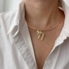 Alphabet Hebrew Chai Jewish Kabbalah Religious Jewelry Pendant Necklace Gold Plated Copper Metal Necklace