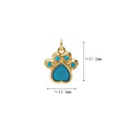 Approx 13.3x17.2mm Gold Plated Animal Footprint Puppy Pendant Cubic Zirconia Invisible Setting Charms Special Gift For Women