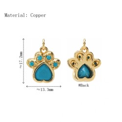 Approx 13.3x17.2mm Gold Plated Animal Footprint Puppy Pendant Cubic Zirconia Invisible Setting Charms Special Gift For Women
