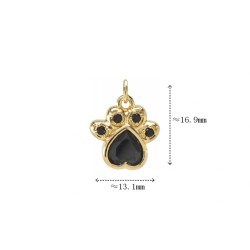 Approx 13.1x16.9mm Animal Puppy Footprint Cubic Zirconia Gold Plated Pendant Invisible Setting Charms For Women Special Gift