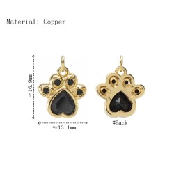 Approx 13.1x16.9mm Animal Puppy Footprint Cubic Zirconia Gold Plated Pendant Invisible Setting Charms For Women Special Gift