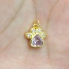 Approx 13x16.7mm Invisible Setting Pendant Cubic Zirconia Footprint Puppy Animal Gold Plated Charms Special Gift Jewelry