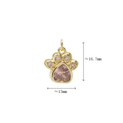 Approx 13x16.7mm Invisible Setting Pendant Cubic Zirconia Footprint Puppy Animal Gold Plated Charms Special Gift Jewelry