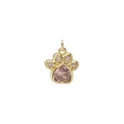 Approx 13x16.7mm Invisible Setting Pendant Cubic Zirconia Footprint Puppy Animal Gold Plated Charms Special Gift Jewelry