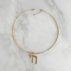 Alphabet Hebrew Chai Jewish Kabbalah Religious Jewelry Pendant Necklace Gold Plated Copper Metal Necklace