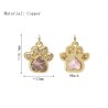 Approx 13x16.7mm Invisible Setting Pendant Cubic Zirconia Footprint Puppy Animal Gold Plated Charms Special Gift Jewelry