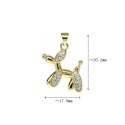 Approx 17.9x26.2mm Gold Plated Cubic Zirconia Puppy Animal Invisible Setting Pendant Jewelry Special Gift For Women