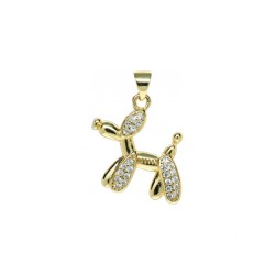 Approx 17.9x26.2mm Gold Plated Cubic Zirconia Puppy Animal Invisible Setting Pendant Jewelry Special Gift For Women