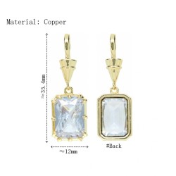  Square Geometric Rectangle Jewelry Gold Plated Copper Metal Cubic Zirconia Clear Cubic Zirconia Pendant