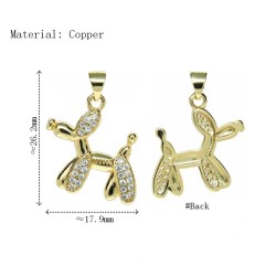 Approx 17.9x26.2mm Gold Plated Cubic Zirconia Puppy Animal Invisible Setting Pendant Jewelry Special Gift For Women
