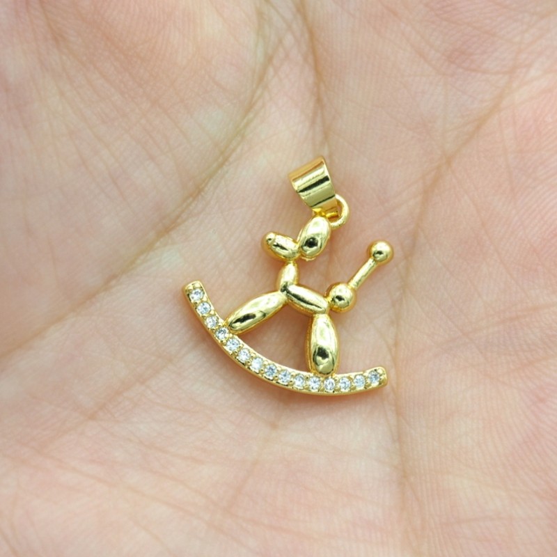 Approx 19.2x22.2mm Invisible Setting Cubic Zirconia Pendant Gold Plated Animal Puppy Charms Special Gift Jewelry For Women